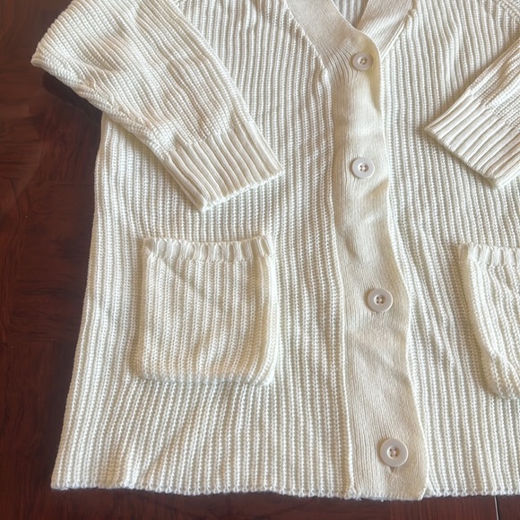 Woman Within Long-Sleeve Shaker Cardigan Sweater. Color: Off White/Cream **NWT** - Picture 3 of 7